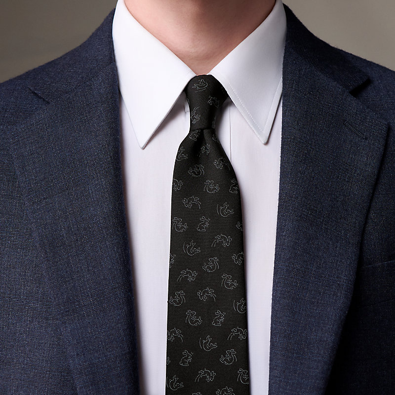 Cabrioles tie - Black | Hermès USA